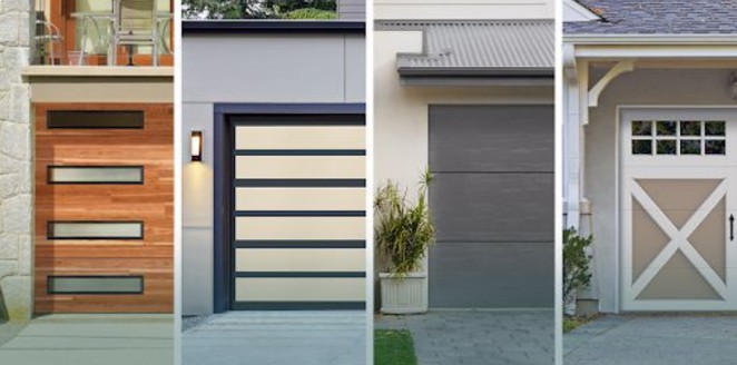 Curb appeal before and after examples showing four garage door styles